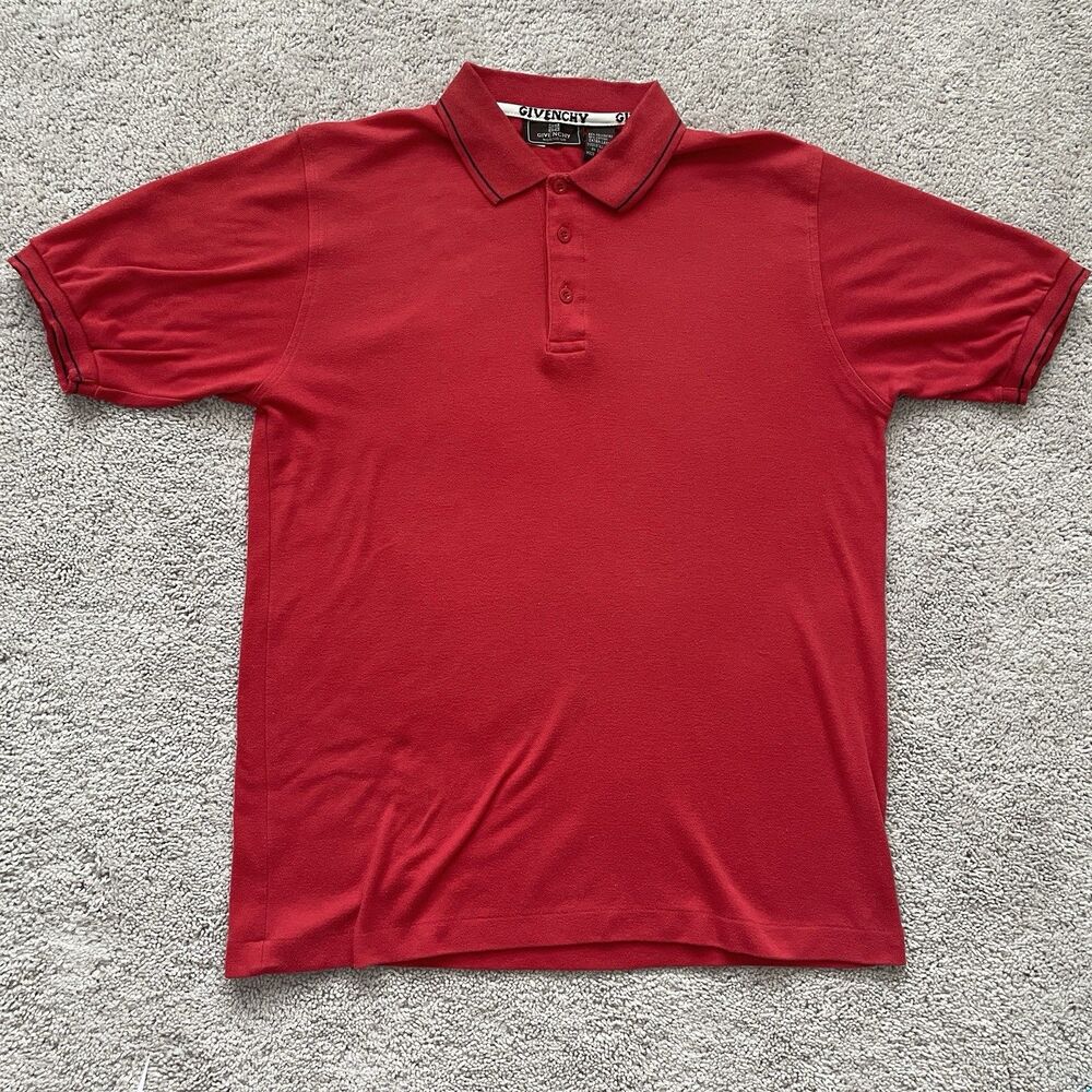 Givenchy Red Polo Shirt Mens Short Sleeve Cotton Blend XL(Check Measurements)